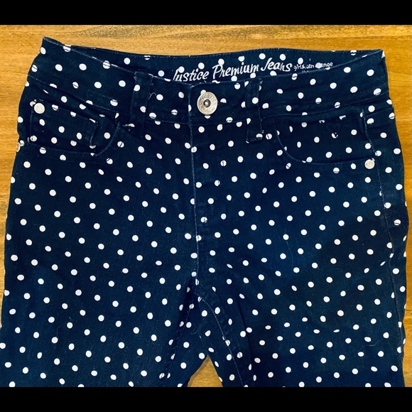 Justice Premium Skinny Blue & White Polkadot Jeans - Picture 3 of 4